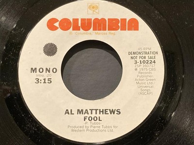 AL MATTHEWS Promo 7'' FOOL 45 Columbia 1975