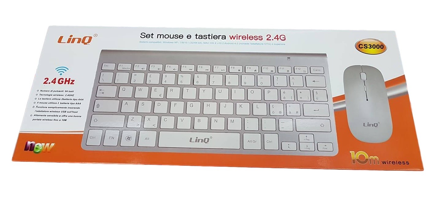 Kit Tastiera + Mouse Slim Sottile Wireless 2.4Ghz Fino a 10 Metri Linq Cs3000 1