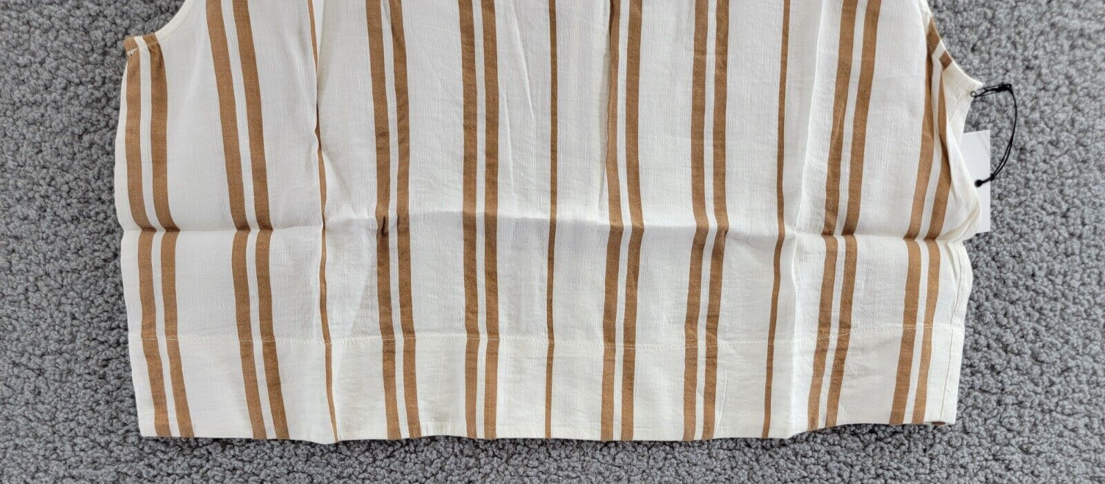 Bella Dahl Boxy Button Back Top Women's L Redwood Stripe Linen Blend Crew Neck - Picture 4 of 15