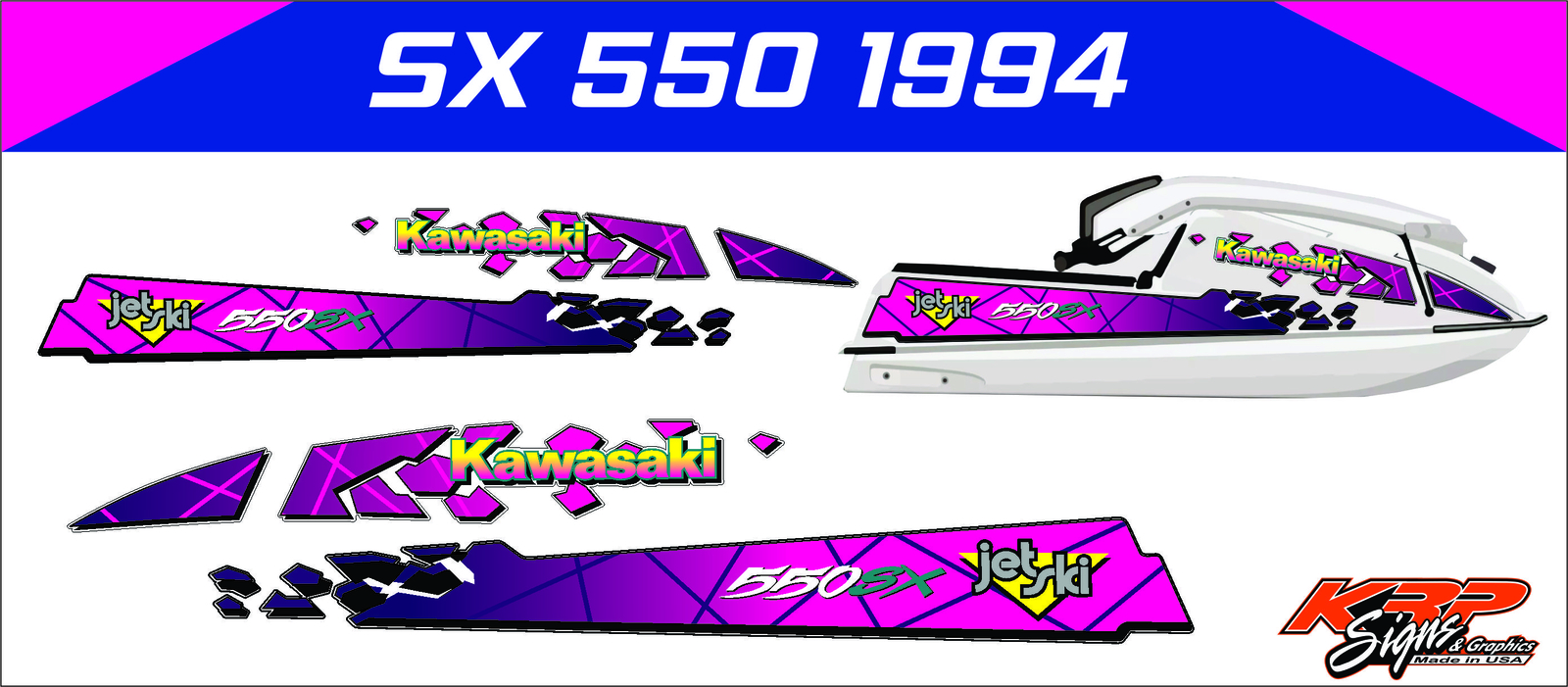 Kawasaki SX 550 1994 Graphics / Decal / Sticker Kit | eBay