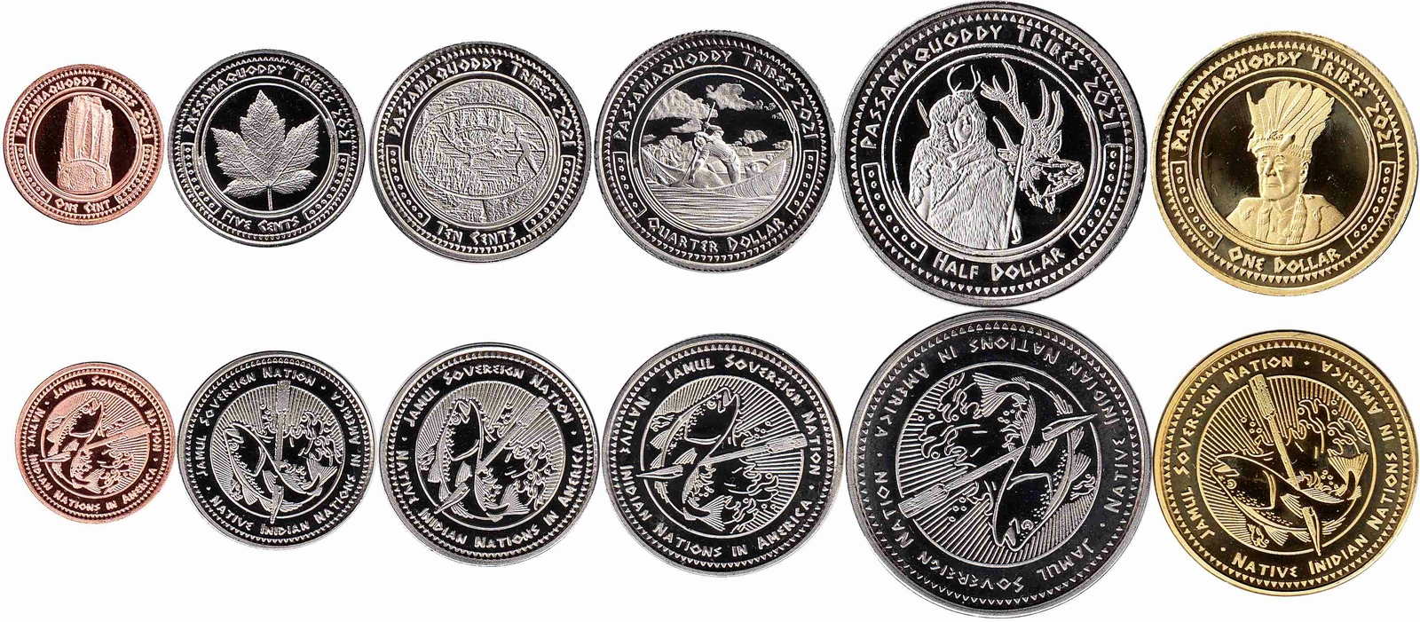 USA 1, 5, 10, 25, 50 Cent, 1 Dollar 2021 