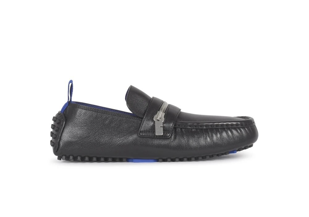 Burberry Motor Low Leather Loafers Men's 42.5 Black B-Cut Zip Slip On - Picture 1 of 19
