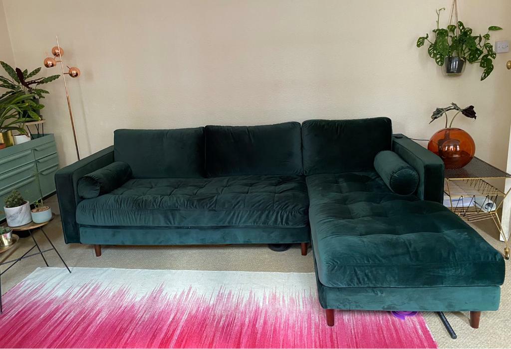 SOLD green velvet 4 seater corner sofa in Hampstead, London Gumtree