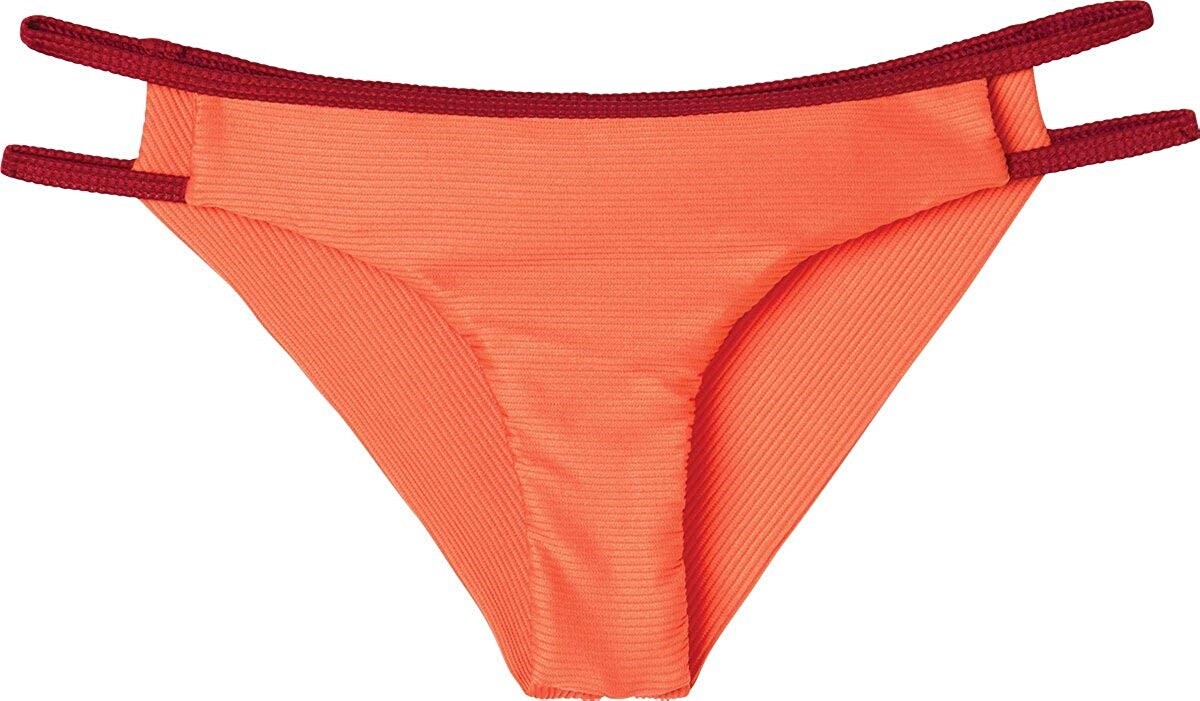 RVCA Women's 175684 Frothy Cheeky Bikini Bottom Hot Coral Swimwear Size M