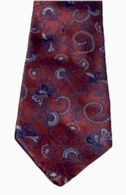 Massimo Bizzocchi Mens Silk Tie Made In Italy 100% Silk Red Blue Paisley RT $180