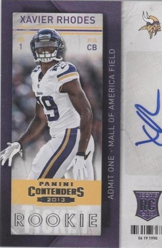 2013 Panini Contenders Xavier Rhodes #190
