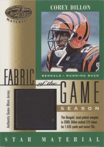 2001 Leaf Certified Materials Corey Dillon #FG-77