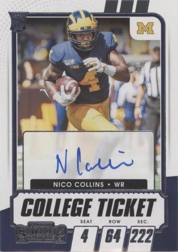 2021 Mosaic Draft Picks Blue Nico Collins RC /75 Color March PSA