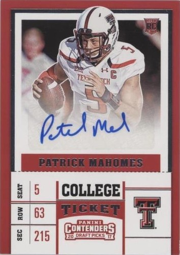 2017 Panini Contenders Draft Picks Patrick Mahomes II #298