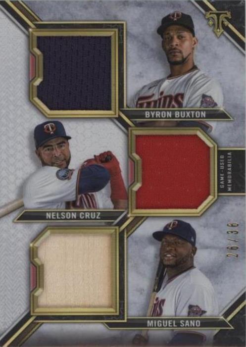 2021 Topps Triple Threads - Byron Buxton Miguel Sanó Nelson Cruz #RCC-BCS