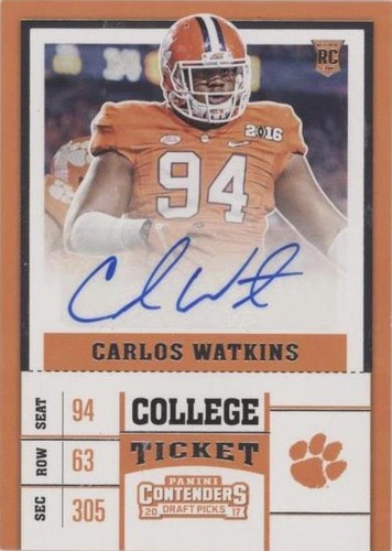 2017 Panini Contenders Draft Picks Carlos Watkins #238