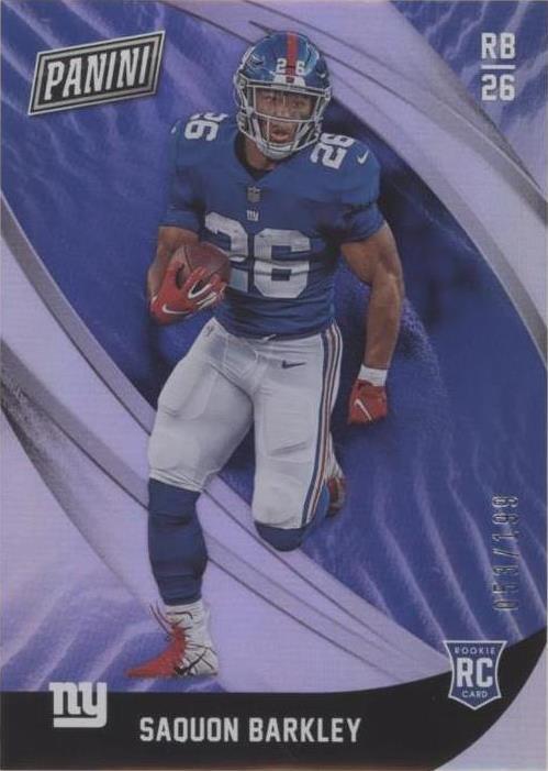 PANINI NFLカード OBSIDIAN DIE-CUT SAQUON BARKLEY GIANTS 02/10 #PB-16 送料無料 中古 IT1 Saquon Barkley 2018 Obsidian #101 Electric Etch Green /25