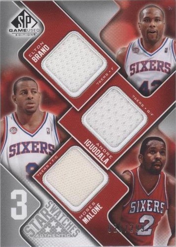 2009-10 SP Game Used - Elton Brand/Andre Iguodala/Moses Malone #3S-BIM