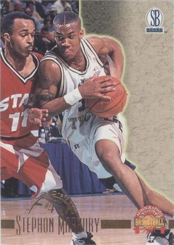 1996-97 Score Board Autographed Basketball - Stephon Marbury #4
