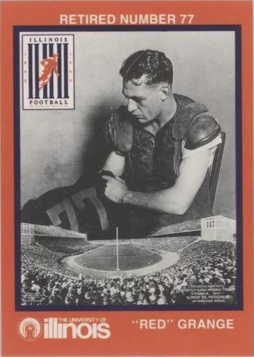 1990 University of Illinois Fighting Illinini 100 Years of Tradition Team Issue Red Grange #30