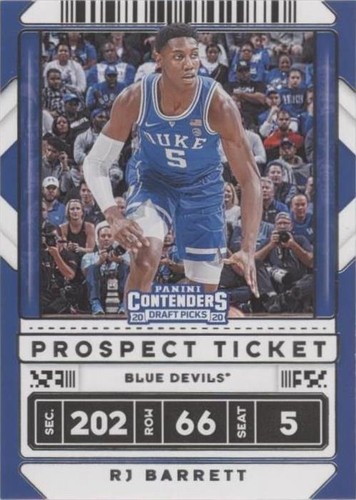 2019 Panini Contenders Draft Picks Diamond Ticket RJ Barrett /5