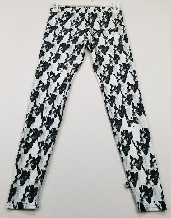 New Terez Leggings Girl’s Large Black White Dogs Cats Stretch Fitted Pull On
