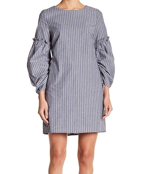Charles Henry Stripe Ruched Sleeve Shift Dress Women's Sz. XS 152814
