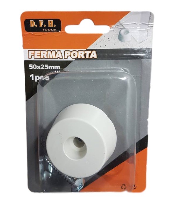 Ferma Porta Blocco Para Colpi Cilindrico Bianco Con Viti 50x25mm dfh