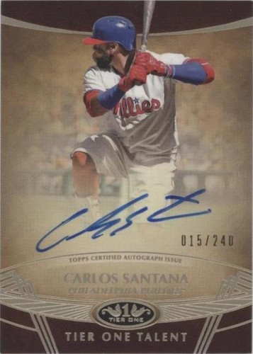 2019 Topps Tier One - Carlos Santana #TTA-CSA
