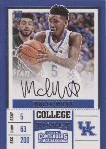 2018 Panini Contenders Draft Picks #44b Malik Monk Bold V on back