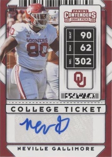 2020 Panini Contenders Draft Picks Neville Gallimore #199