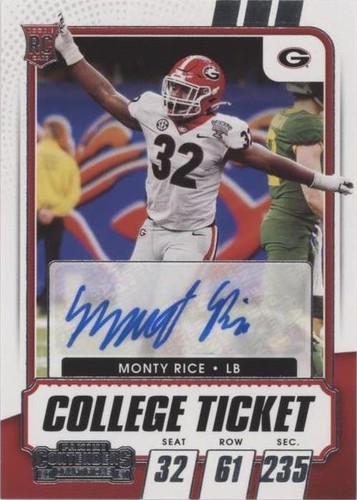 2021 Panini Contenders Draft Picks Monty Rice #217