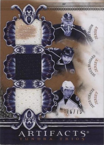 2010-11 Upper Deck Artifacts - Derick Brassard Jakub Voracek Steve Mason #TT3-JCKT
