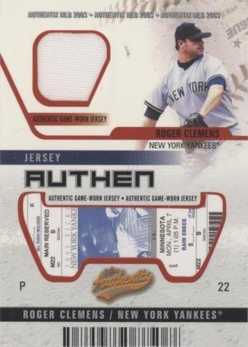 2003 Fleer Authentix - Roger Clemens #JA-RC