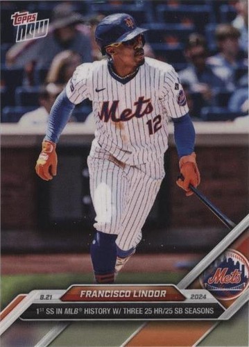 Francisco Lindor 3rd 25 HR 25 SB Season 2024 MLB TOPPS NOW