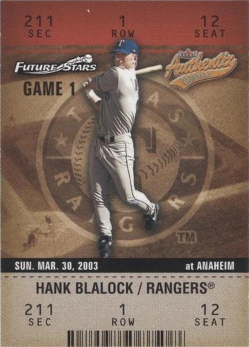 2003 Fleer Authentix - Hank Blalock #106