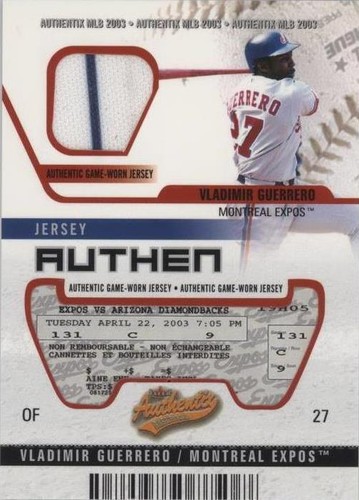 2003 Fleer Authentix - Vladimir Guerrero #JA-VG