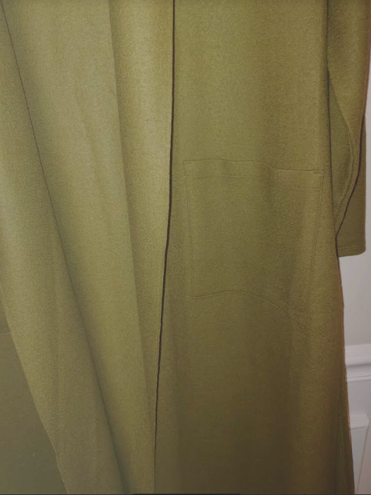 Pre-owned Eileen Fisher High Collar Litewigt Boiled Wool Jersey Jacket Serpentine Green S In Serpenine Green