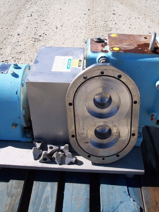 Waukesha model 130 positive displacement pump S/S base, 5hp 84 RPM