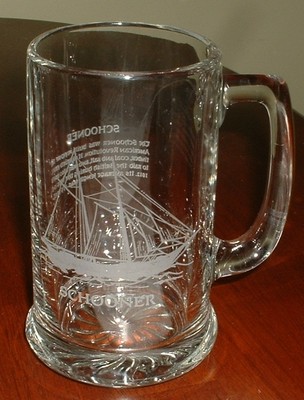 Schooner Heavy Bottomed Etched Glass Mug     5