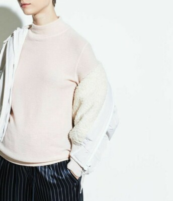 VINCE VINCE SOFT FAUX SHEARLING LINED ZIP BOMBER JACKET, LUCITE, LARGE, MSRP $525