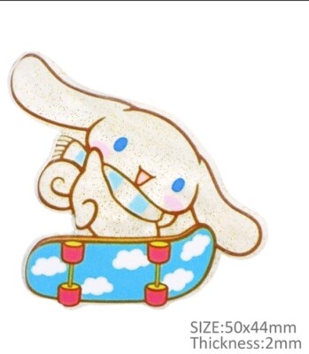 5 pc. GLITTER Planar Resin Hair Bow Center 1241050 Kitty Anime skateboard
