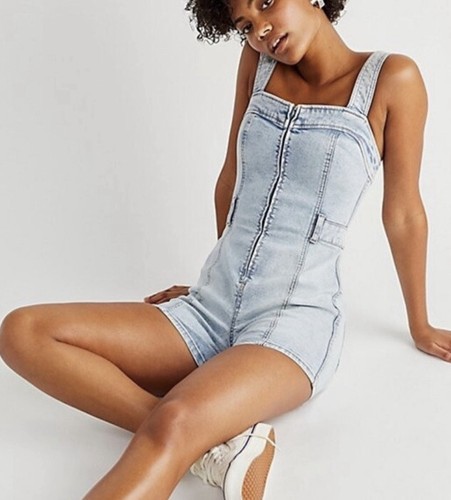 

Джинсовый облегающий комбинезон Free People CRVY Lady of the Hour, Синий