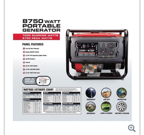 PREDATOR 8750 Watt Heavy Duty Inverter Generator On Wheels - FREE SHIPPING