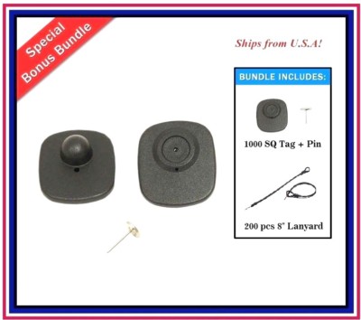 ValueCOMBO -1000 EAS Checkpoint Compatible Anti Theft Hard Tag  +200 Lanyard pin