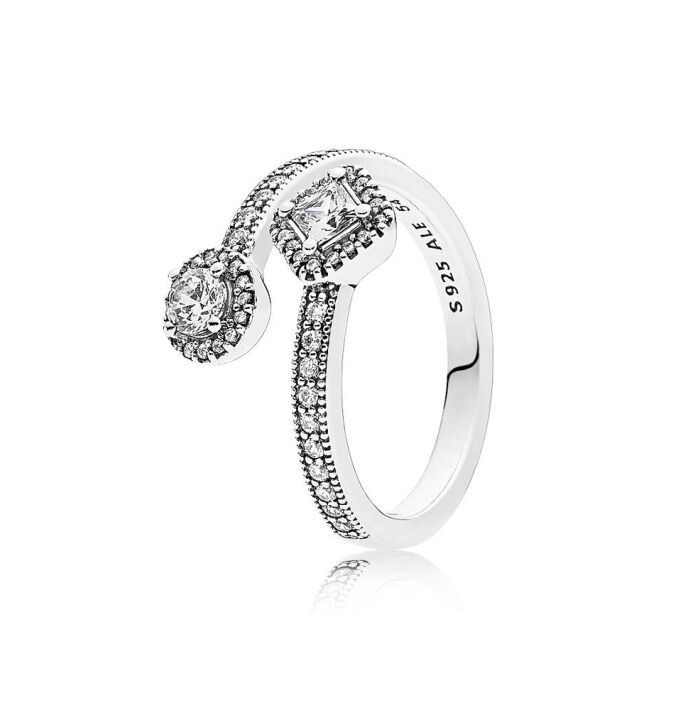 Pandora Sterling Silver With CZ Abstract Elegance Ring