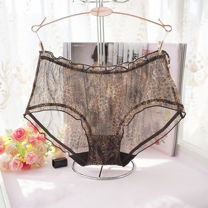 Femme Maille Imprimé Léopard Slip Pur Sous-Vêtements Sexy Culotte