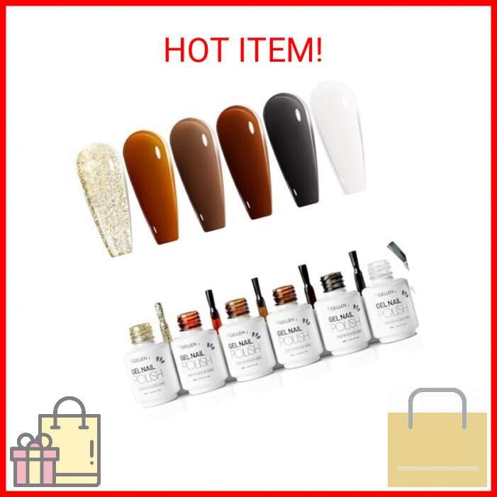 Gellen Jelly Gel Nail Polish, Translucent Gel Polish Kit Sheer Amber Tones Brown