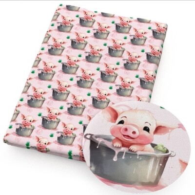 Pig bathtub FAUX LEATHER SHEET 8 X 12''  1262103 SMOOTH TEXTURE Farm Animal