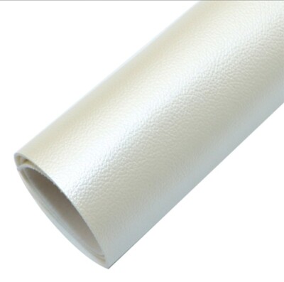 Ivory white shiny Litchi texture FAUX LEATHER ROLL 12'' x 55'' 1247697 felt backin