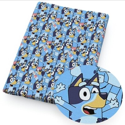 Bluey FAUX LEATHER SHEET 8'' X 12'' Cartoon 1255201 Dog LITCHI TEXTURE