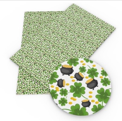 Pot of Gold FAUX LEATHER SHEET 8 X 13'' St Patrick's Day Ordinary TEXTURE Green