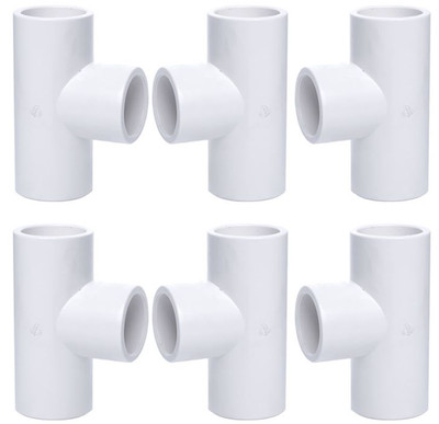 6-Pack 1 in. SCH-40 PVC Tee 3-Way Plumbing-Grade Pipe Fitting NSF ASTM D2466 1''