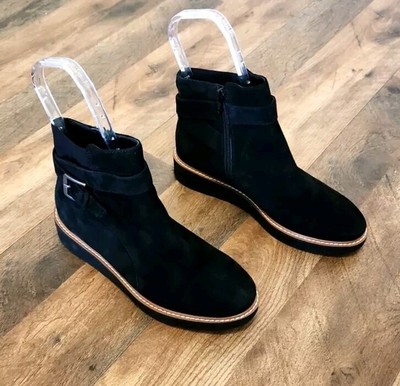 Naturalizer Aster Ankle Bootie Buckle Zipper Platform Heel Black Womens Size 6