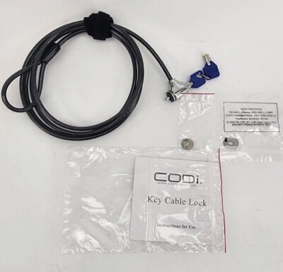 New CODi  2 Keys Cable Lock - for Laptop Computer Notebook 6.5 Ft Black Security